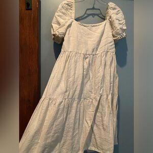 Mango cream linen dress